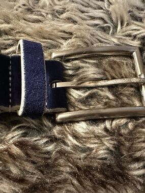 Remo Tullianai Men's Suede Belt Navy with Silver Buckle 38